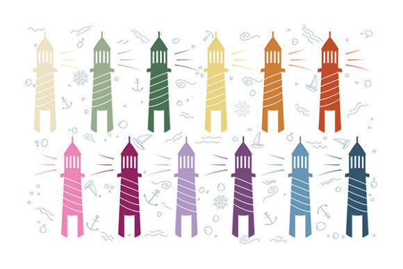Colored Lighthouse Vector Art