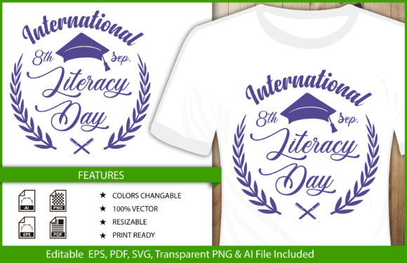 T-Shirt International Literacy Day: Empowering Education Through Typography Vector Design